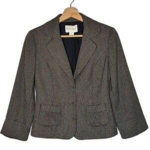 WHBM Houndstooth Cropped Snap Button Blazer Size 2
